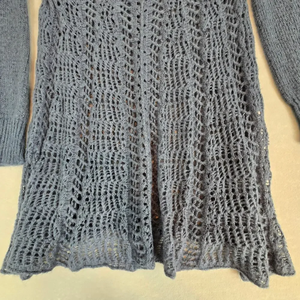 Simply Noelle Blue Fisherman's Open Knit Pull-Over Long Sleeve Sweater S/M 8-10